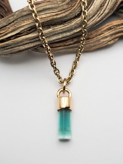 Blue Tourmaline 14k Gold Talisman