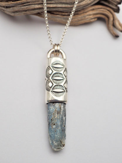 Blue Kyanite Triple Eye Talisman Necklace