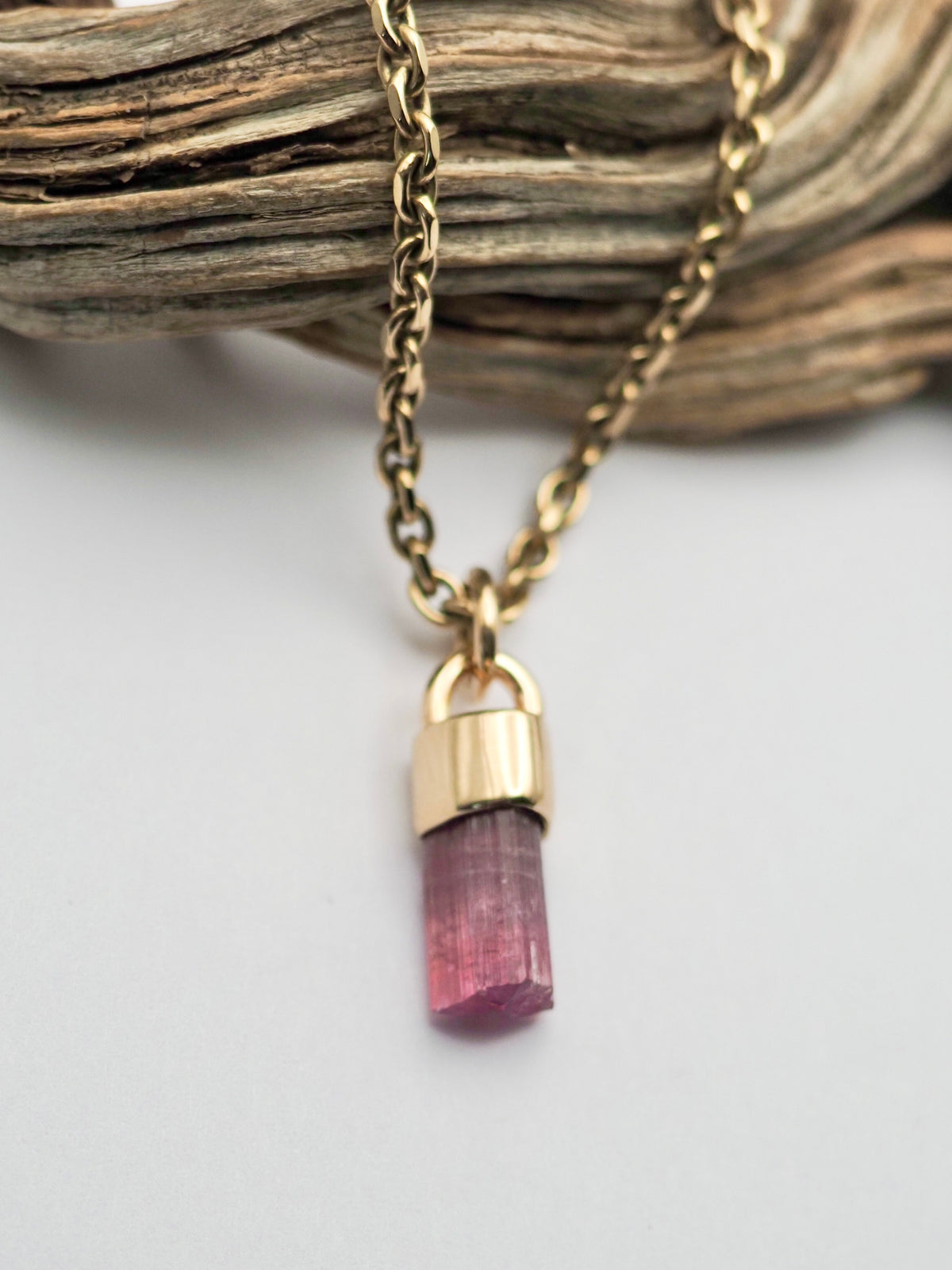Pink Tourmaline 14k Gold Talisman