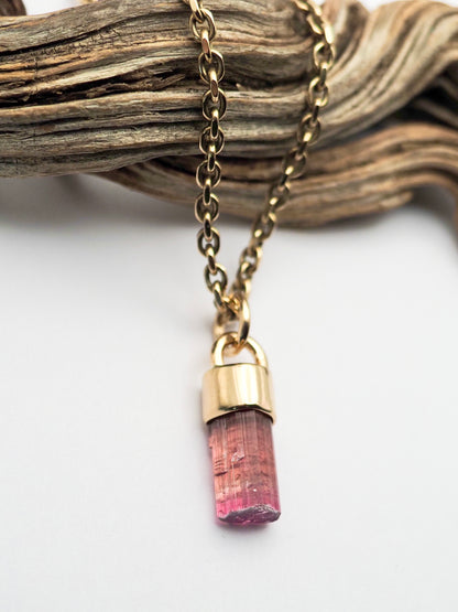 Hot Pink Tourmaline 14k Gold Talisman
