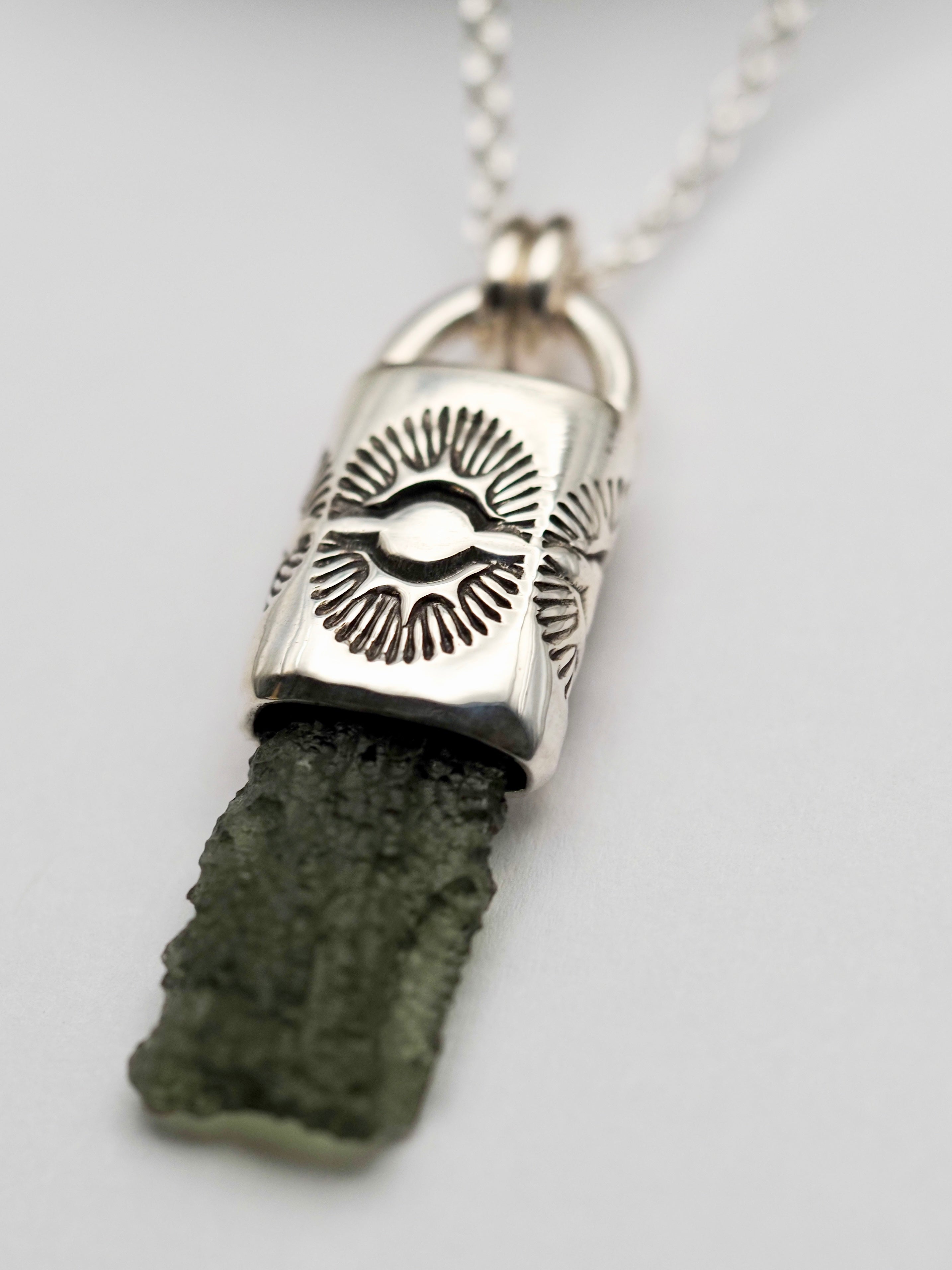 Moldavite Portal/Eye Talisman Necklace
