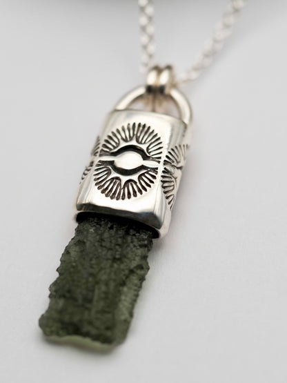 Moldavite Portal/Eye Talisman Necklace