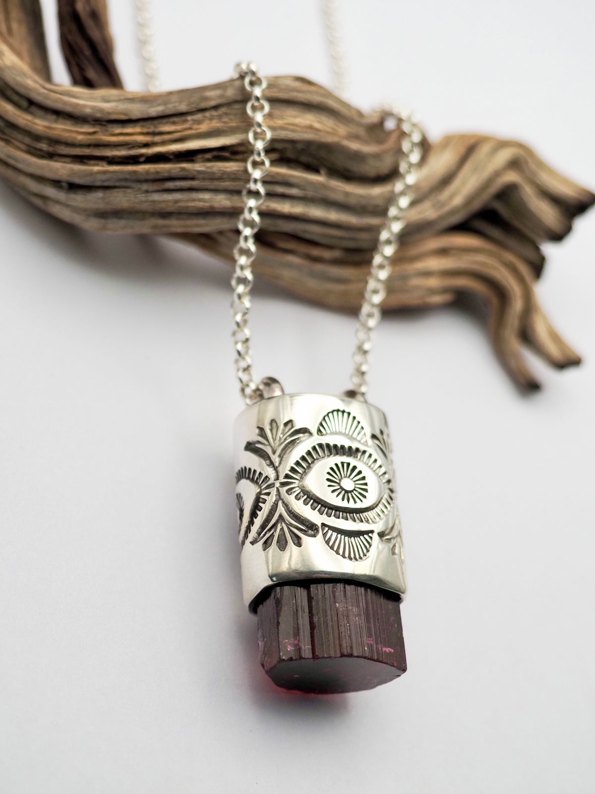Rubellite Tourmaline Eye/Desert Talisman Necklace