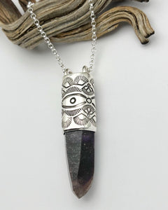 Brandberg Namibian Amethyst Big Eye/Fan Talisman Necklace
