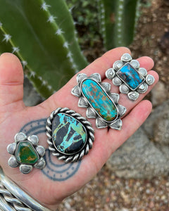 Montezuma Royston Turquoise Arroyo Hand Stamped Border