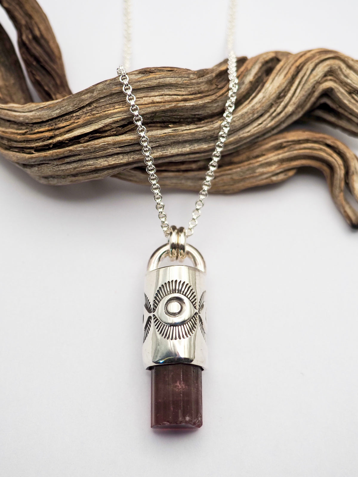 Rubellite Tourmaline Eye Talisman Necklace