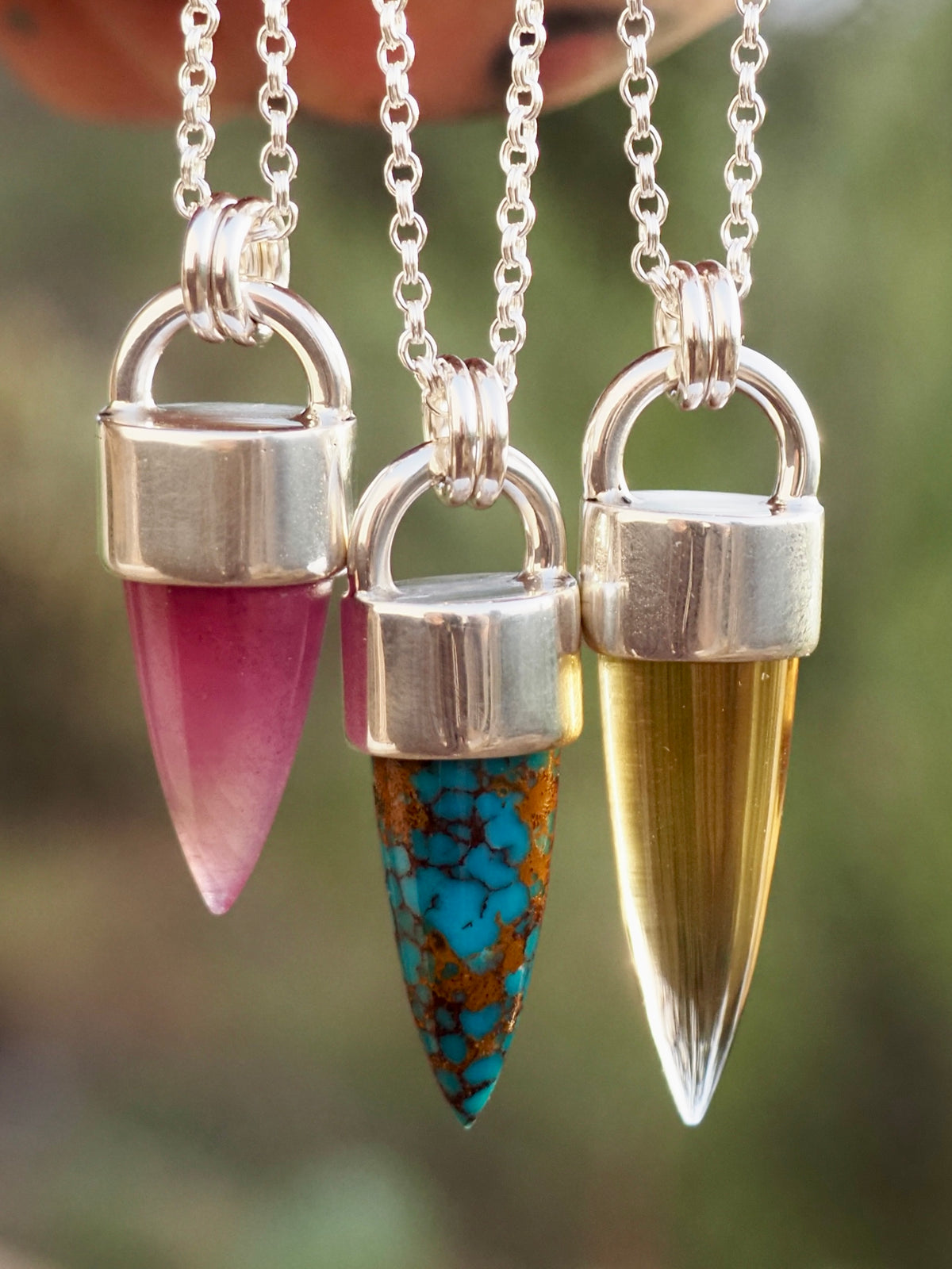 Egyptian Turquoise Spike Talisman Necklace
