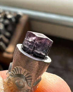 Purple Bi Color Tourmaline Mini Eye Talisman Necklace