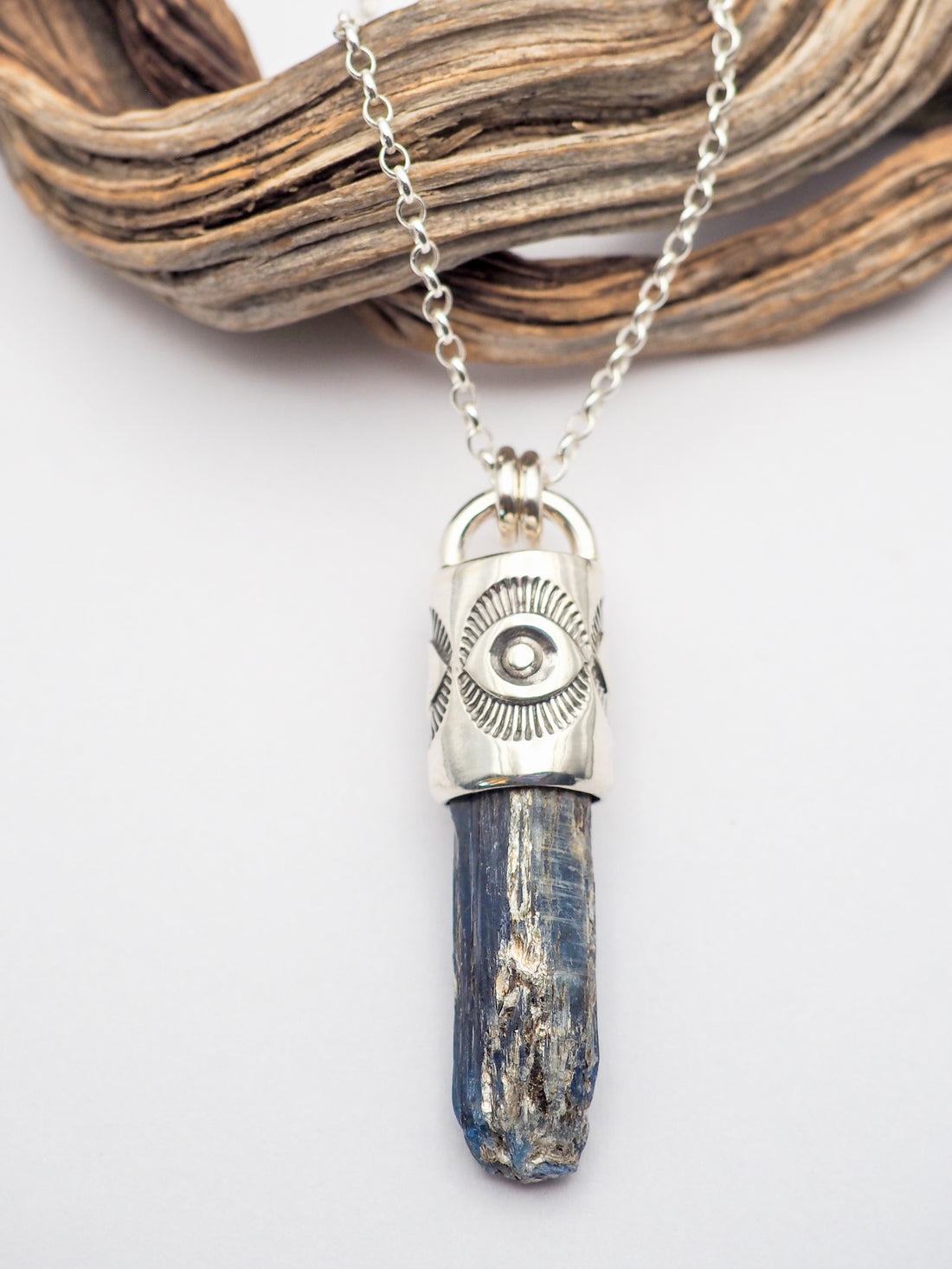 Blue Kyanite Eye Talisman Necklace