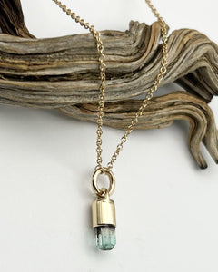 Congo Tourmaline 14k Gold O Ring Talisman Necklace