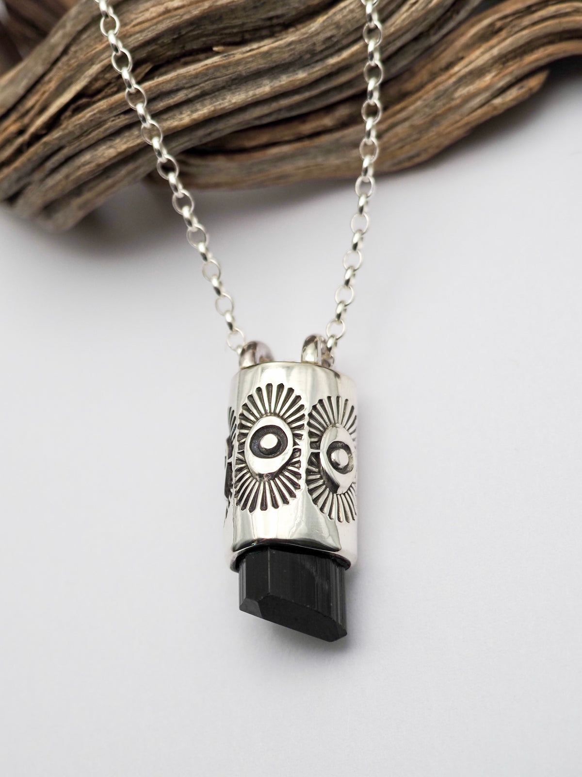 Black Tourmaline Tumbleweed Talisman Necklace