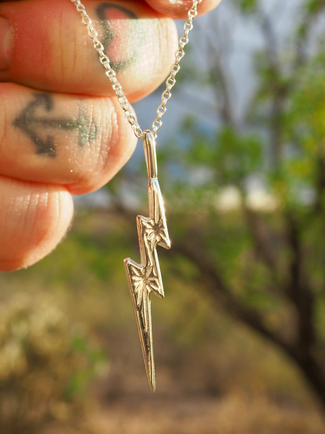 Sterling Silver Lightning Bolt Necklace