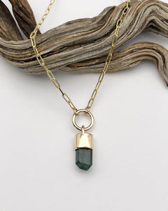 Chrome Tourmaline 14k Gold O Ring Talisman Necklace