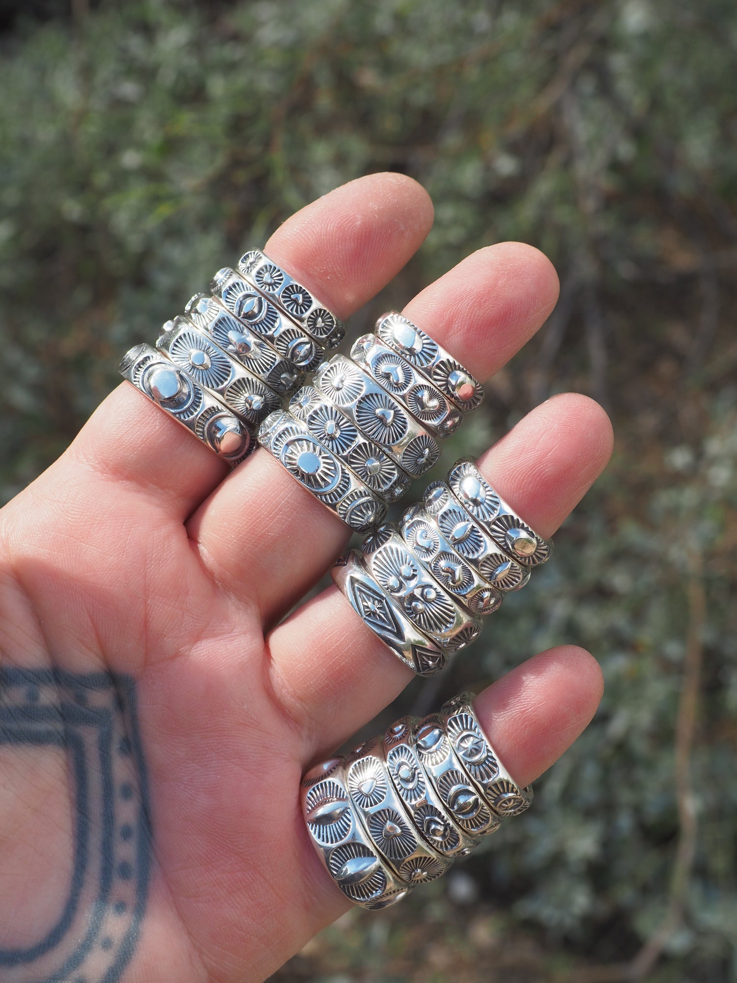 Hand Stamped Sterling Silver Half Round Stacker Rings