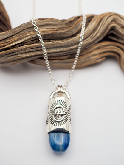 Polished Blue Kyanite Portal Talisman Necklace