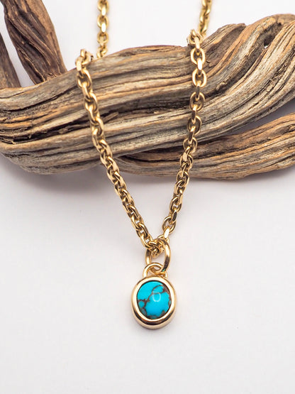 Egyptian Turquoise 14K Gold Bezel Set Pendant