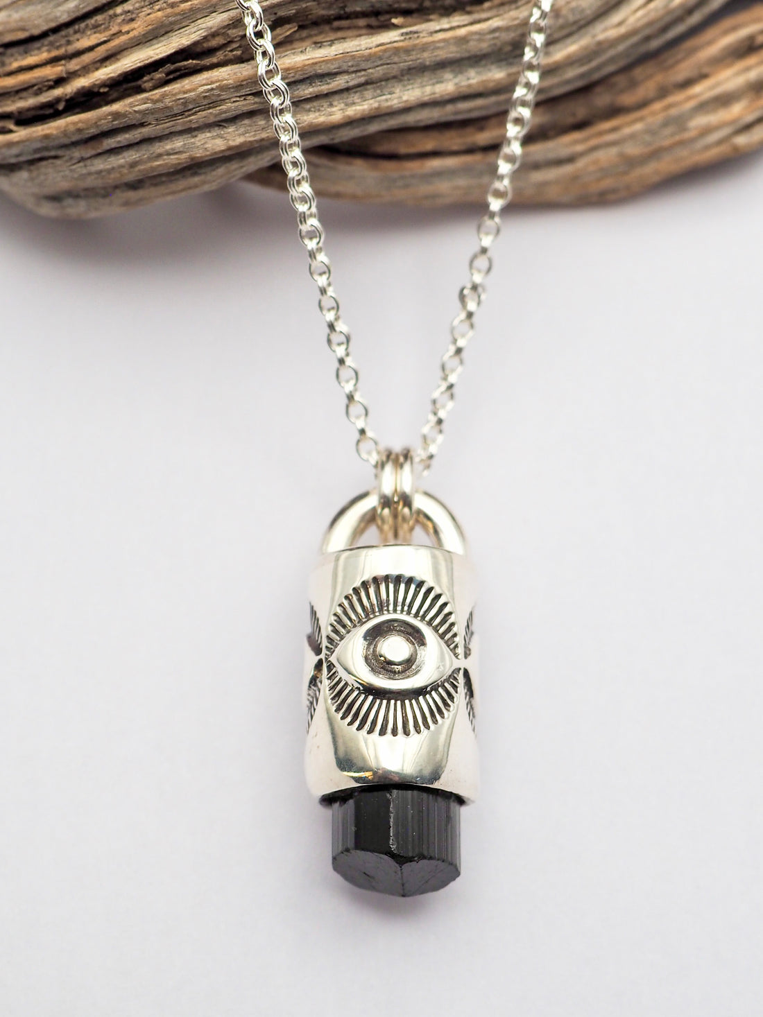 Black Tourmaline Eye Talisman Necklace