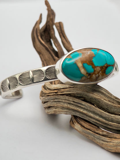 Montezuma Royston Turquoise Eyes Heavyweight Stacker Cuff XL