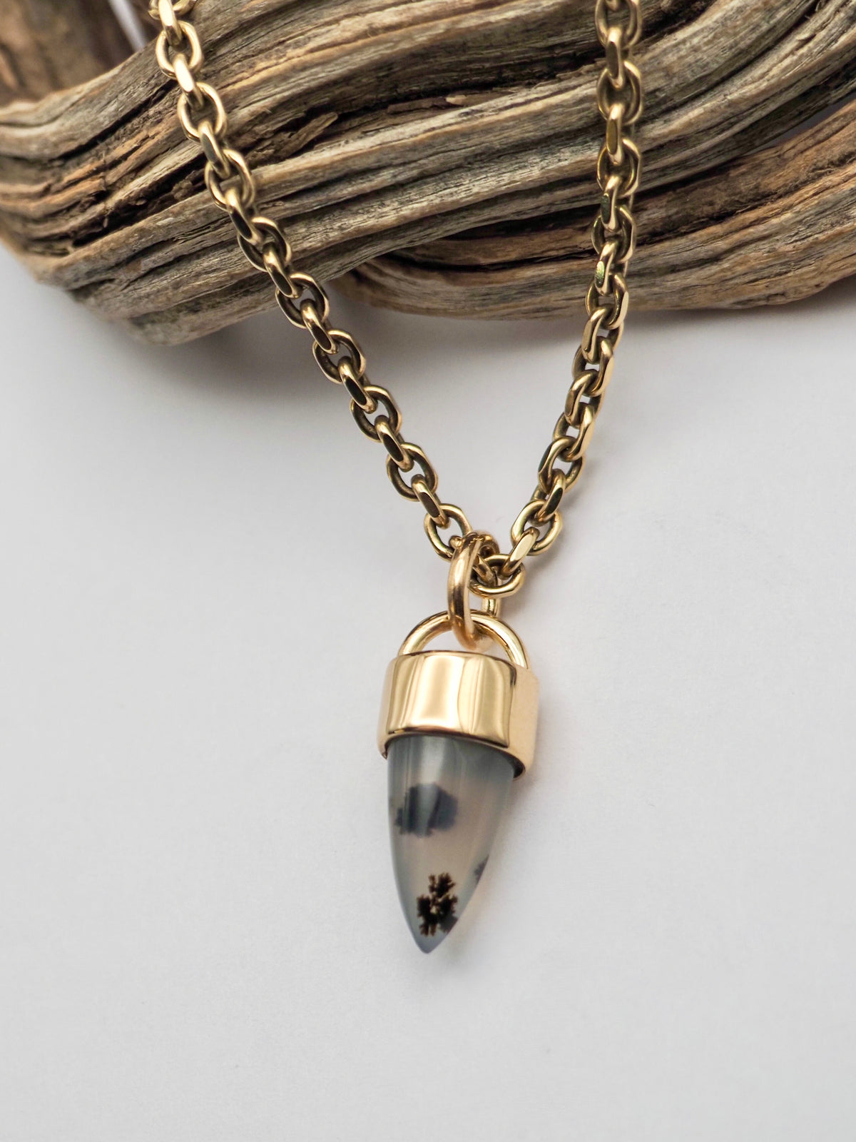 Montana Agate Spike 14k Gold Talisman Pendant