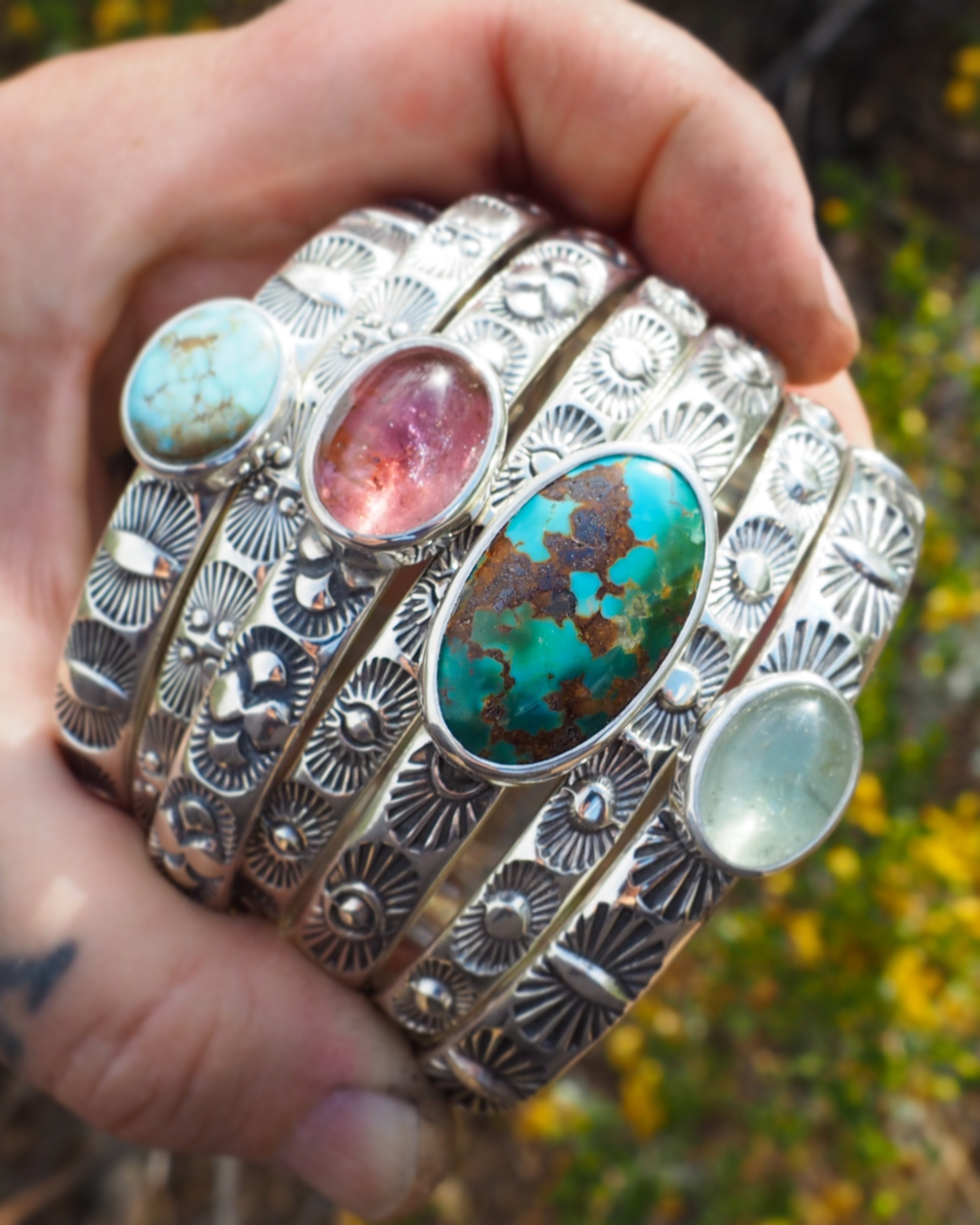 Pink Tourmaline Oasis Heavyweight Stacker Cuff M/L