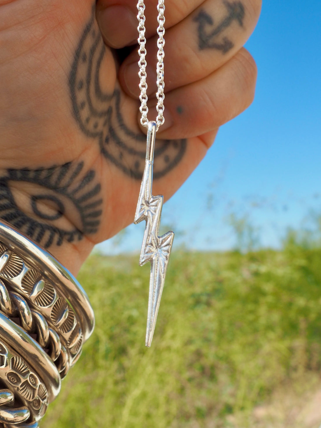 Sterling Silver Lightning Bolt Necklace