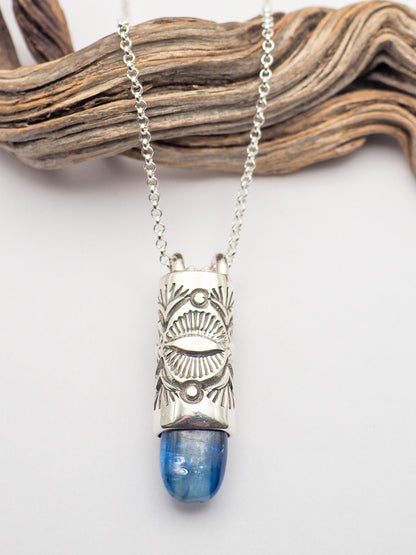 Polished Blue Kyanite Eye/Desert Talisman Necklace