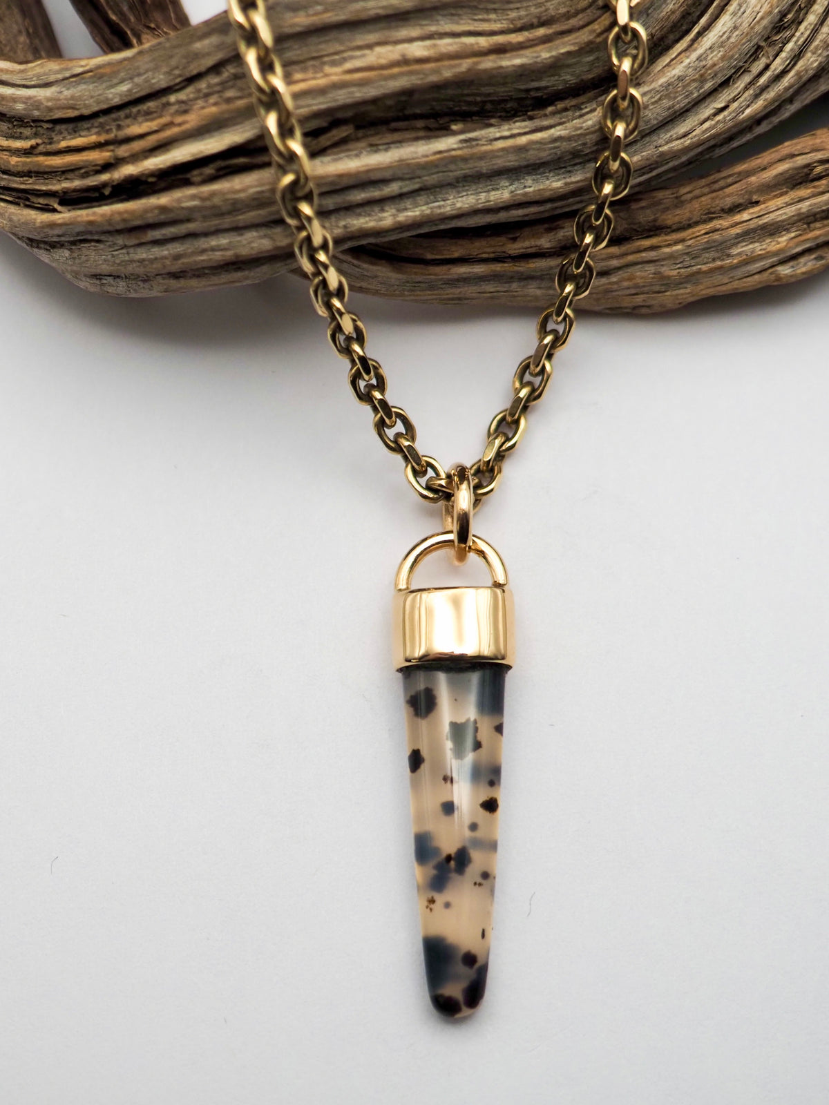 Montana Agate Spike 14k Gold Talisman Pendant
