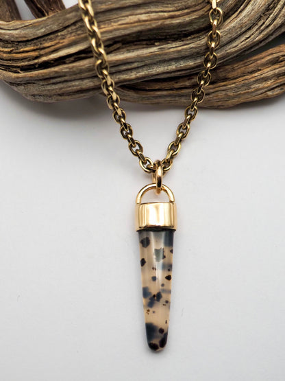 Montana Agate Spike 14k Gold Talisman Pendant
