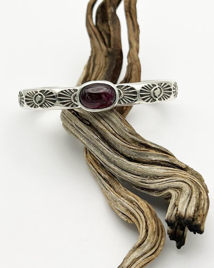 Rubellite Tourmaline Moonbeam Heavyweight Stacker Cuff S/M