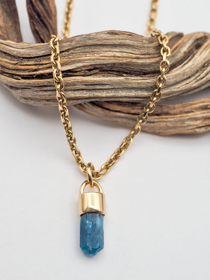 Blue Apaite 14k Gold Pendant