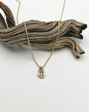 14k Gold Lucky Mini Eye Pendant Necklace (J)