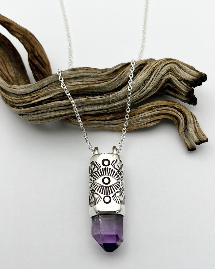 Guerrero Amethyst Eye/Fan/Dot Talisman Necklace