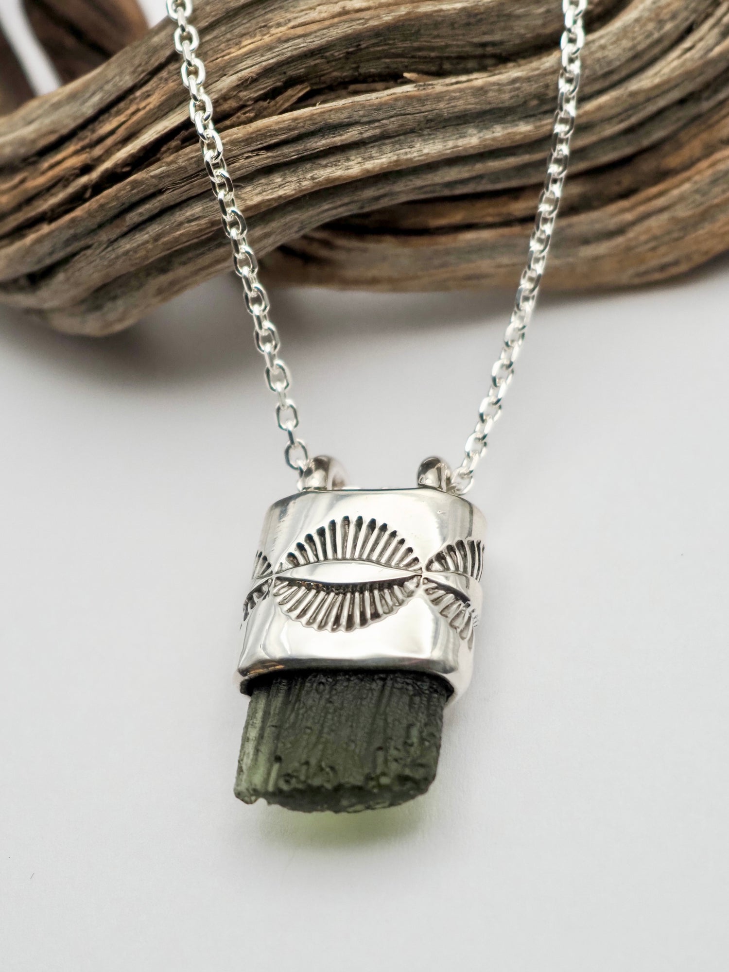 Moldavite Eye Talisman Necklace