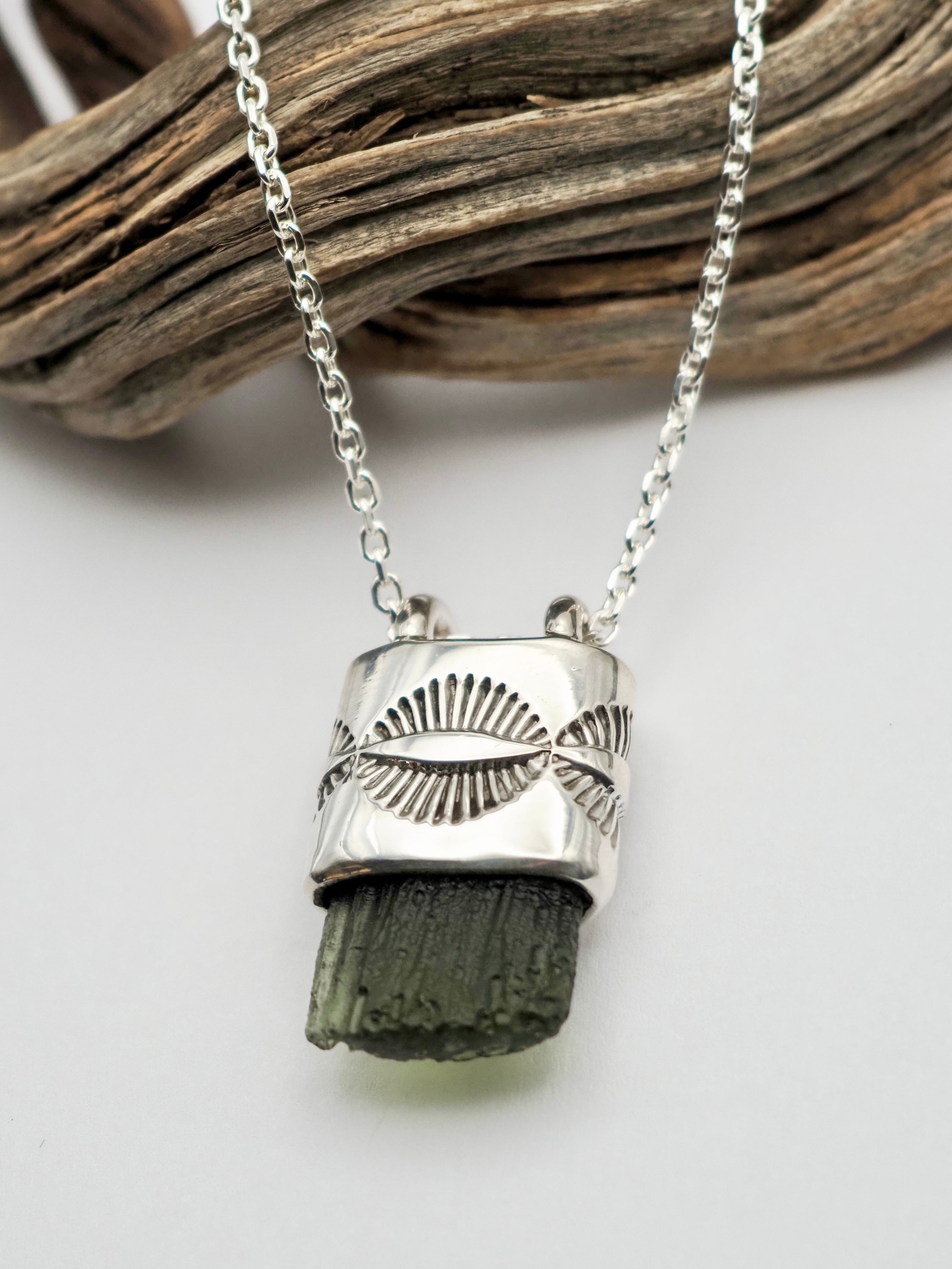 Moldavite Eye Talisman Necklace