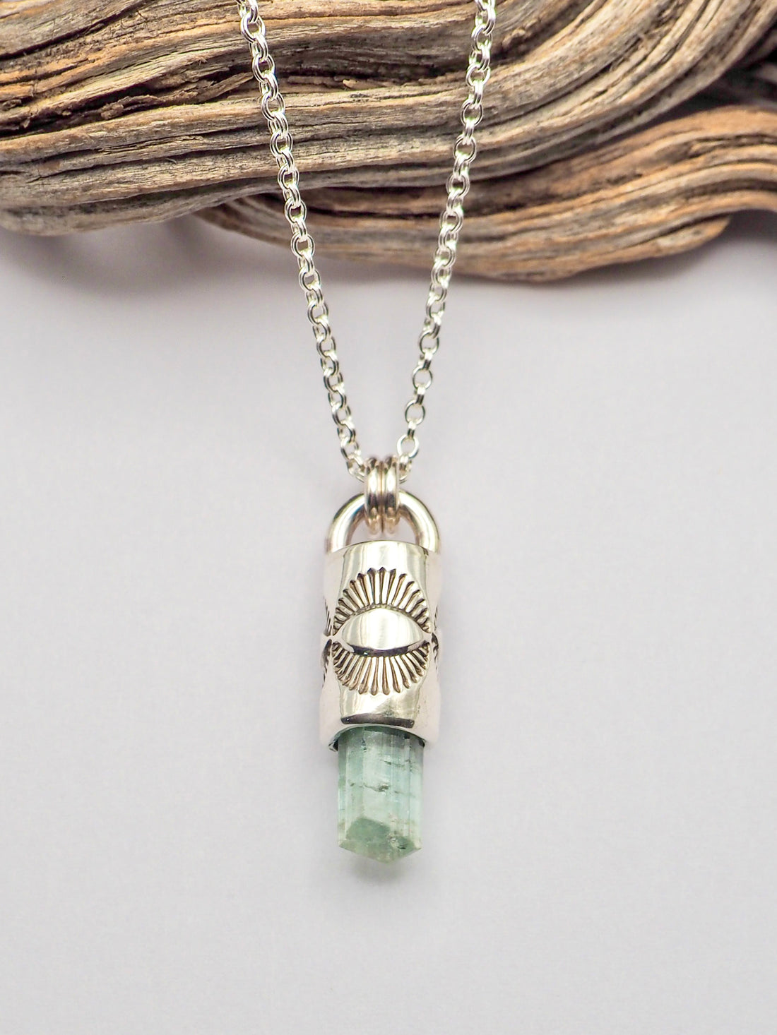 Icy Blue Tourmaline Eye Talisman Necklace