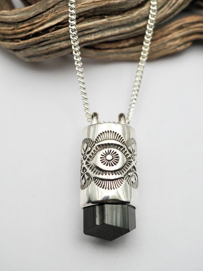 Black Tourmaline Eye/Prickly Pear Talisman Necklace