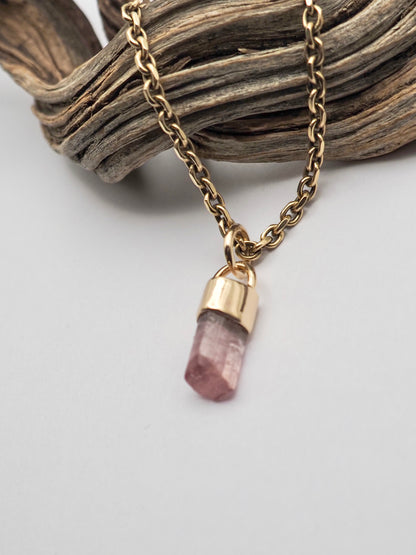 Pink Tourmaline 14k Gold Talisman Pendant