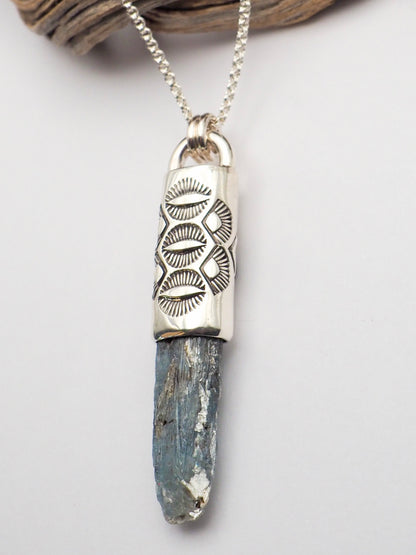Blue Kyanite Triple Eye Talisman Necklace