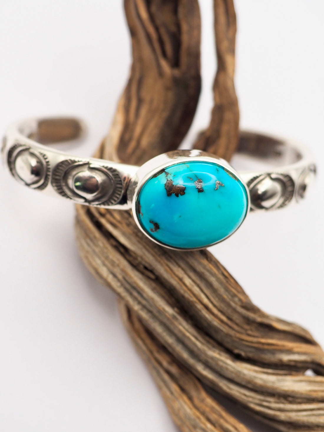 Blue Dream Turquoise Orbs Sterling Silver Heavyweight Cuff S/M