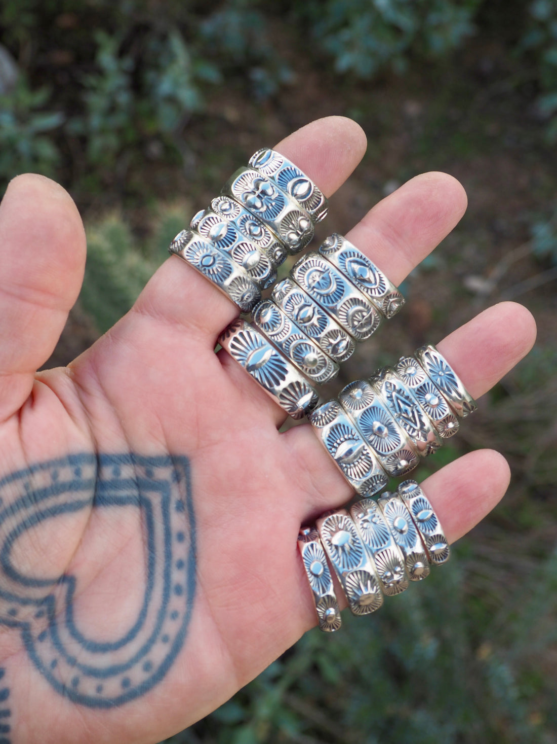 Hand Stamped Sterling Silver Half Round Stacker Rings