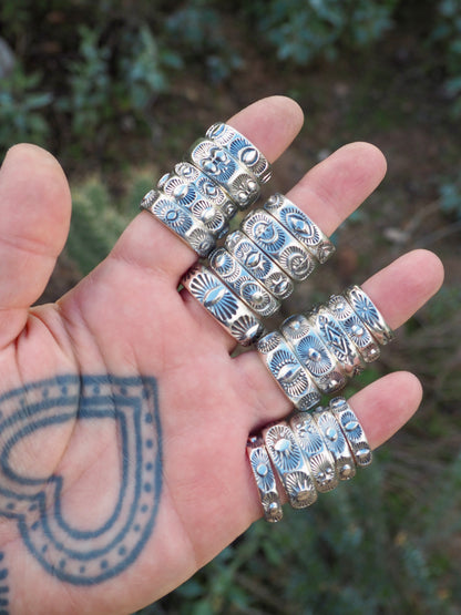 Hand Stamped Sterling Silver Half Round Stacker Rings