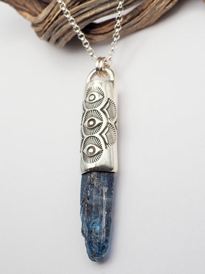Blue Kyanite Triple Eye Talisman Necklace