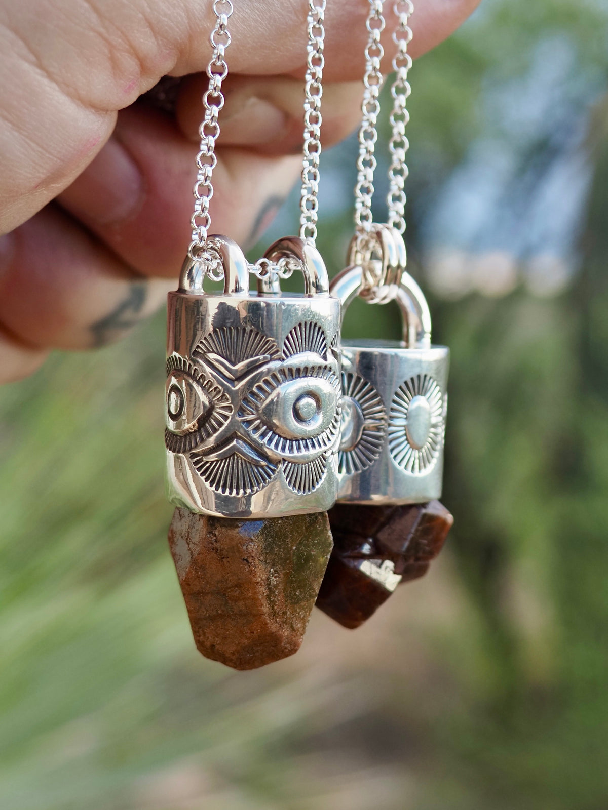Mali Yellow Garnet Eye/Fan Talisman Necklace