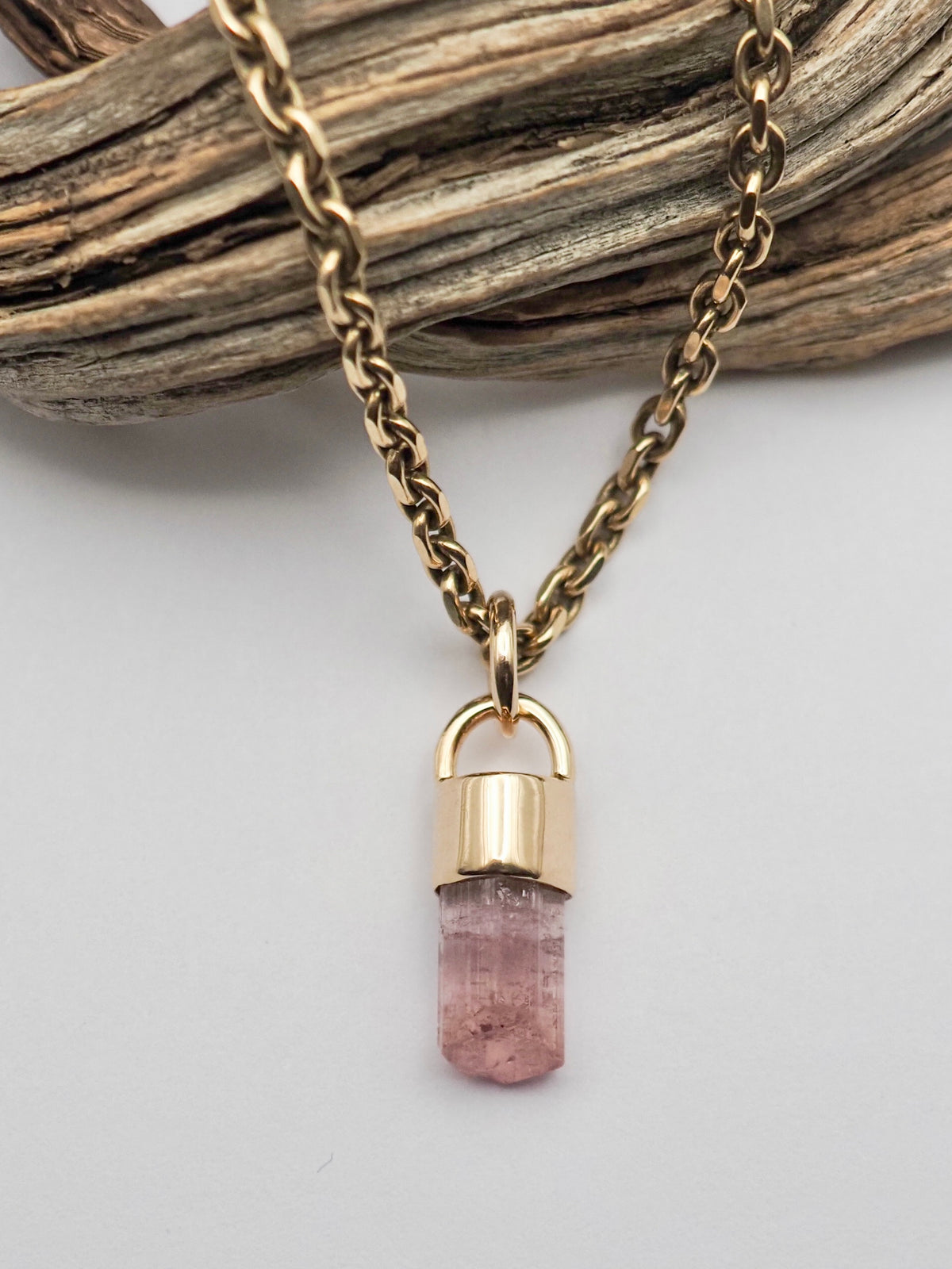 Pink Tourmaline 14k Gold Talisman Pendant