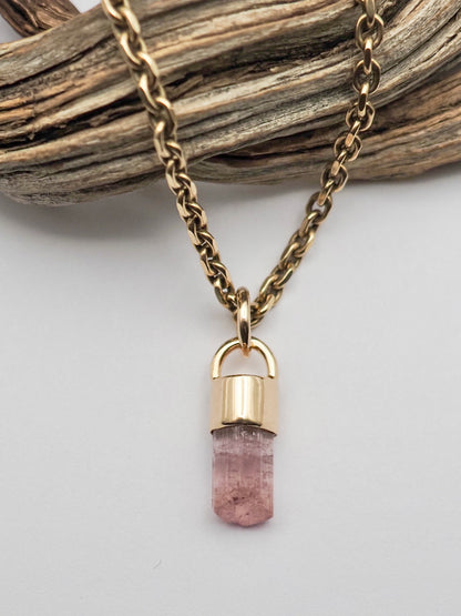 Pink Tourmaline 14k Gold Talisman Pendant