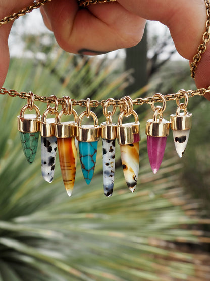 Montana Agate Spike 14k Gold Talisman Pendant
