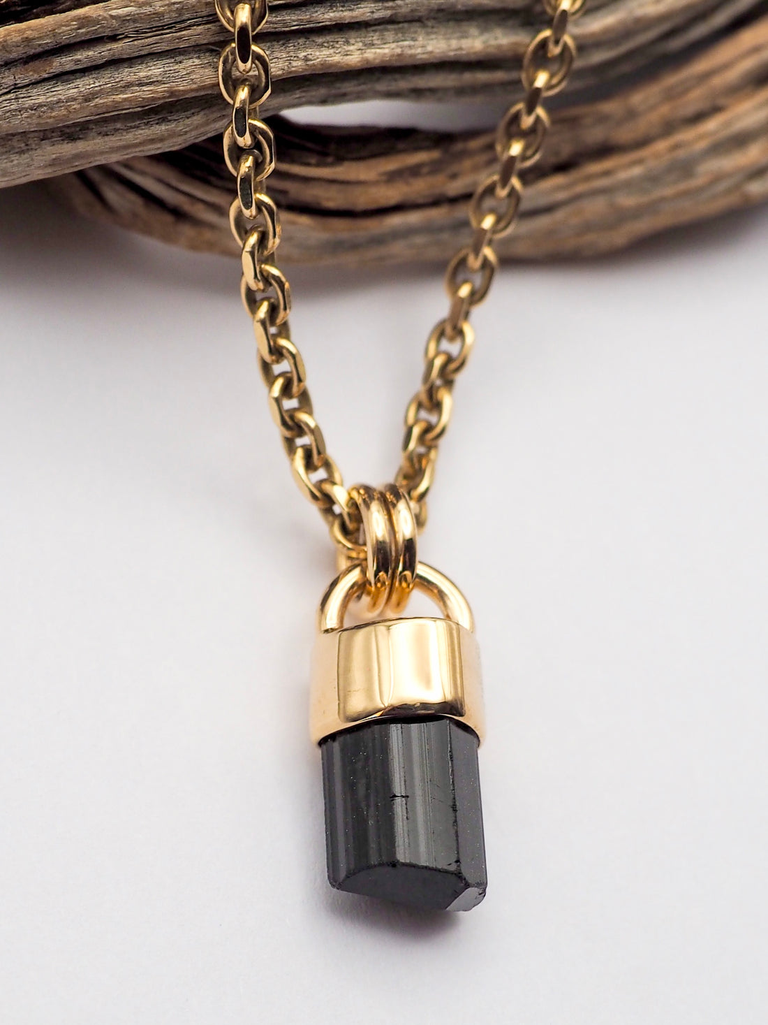 Black Tourmaline 14k Gold Talisman D