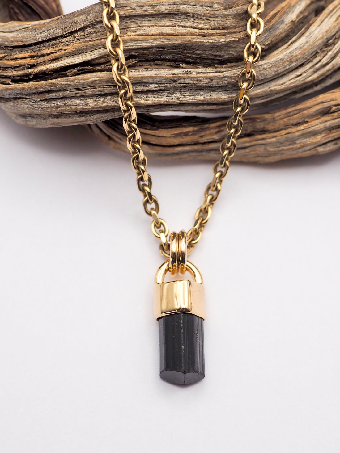 Black Tourmaline 14k Gold Talisman C