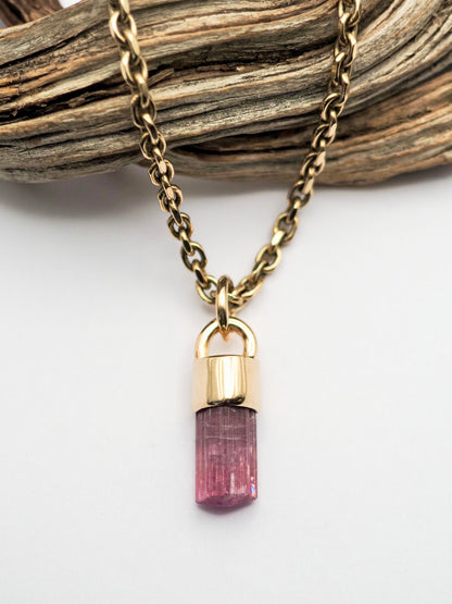 Pink Tourmaline 14k Gold Talisman