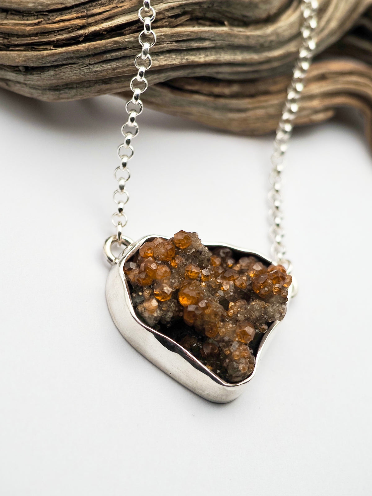 Spessartine Garnet Cluster Talisman Necklace